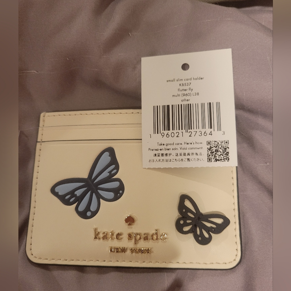 Kate Spade Cream Card Holder with Butterfly Accents - Picture 3 of 5